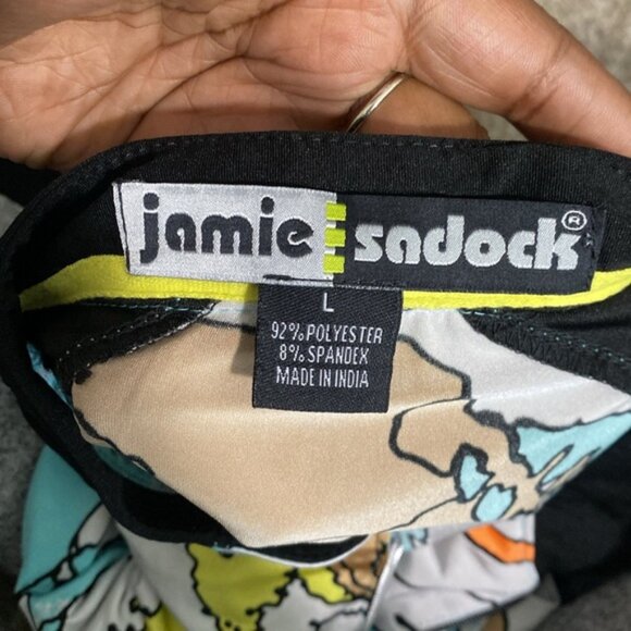 Jamie Sadock Colorful Artsy Abstract Print 1/4 Zip Short Sleeve Golf Top Sz LG - Picture 5 of 8